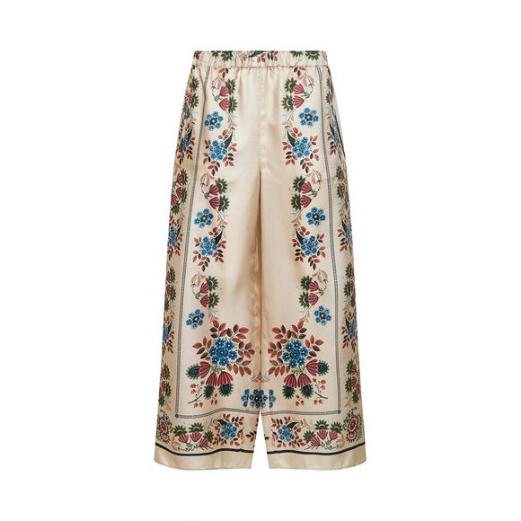 MAX MARA WEEKEND Denim - Max Mara Weekend Women Ivory Printed Silk Twill Wkdsnack Trousers